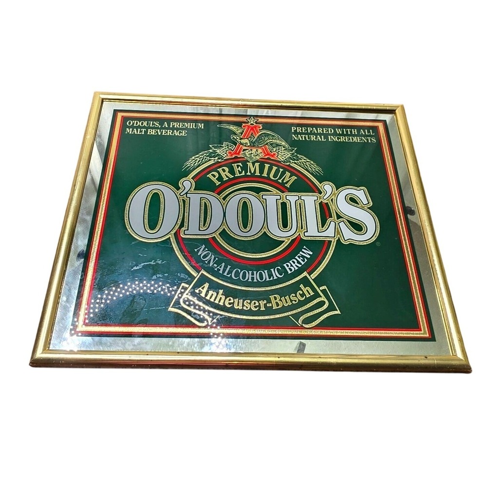 ODouls Premium Non-Alcoholic Brew Bar Mirror Sign With Gold Frame